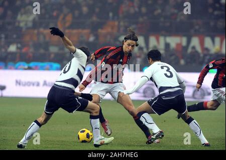 Milan, Italie, 01 février 2011, ' ' SAN SIRO Stadium, un championnat de football sérieux 2010/2011, l'AC Milan - SS Lazio : Zlatan Ibrahimovic en action Banque D'Images