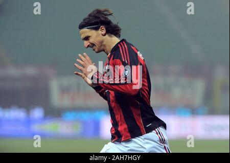 Milan, Italie, 01 février 2011, ' ' SAN SIRO Stadium, un championnat de football sérieux 2010/2011, l'AC Milan - SS Lazio : Zlatan Ibrahimovic au cours de th Banque D'Images