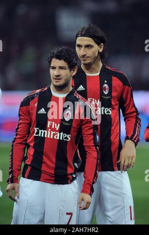 Milan Italie, 28 février 2011, 'G.Meazza San Siro Stadium, ' Campionato di Calcio 2010/2011 Série A, Milan AC - SSC Napoli : Pato fin Zlatan Ibrahim Banque D'Images