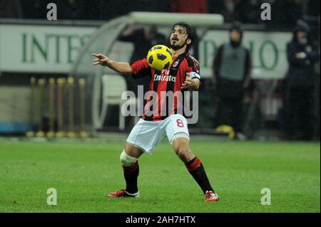 Milan Italie, 28 février 2011, 'G.Meazza San Siro Stadium, ' Campionato di Calcio 2010/2011 Série A, Milan AC - SSC Napoli : Gennaro Gattuso en acti Banque D'Images