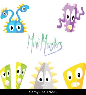 Collection de Mini Monster Super Cartoon des personnages imaginaires des vecteurs d'illustration Illustration de Vecteur