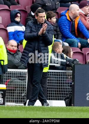 Parc de Murrayfield, Edinburgh, UK. Dec 26, 2019. Scottish Premiership Football, coeur de Midlothian contre Hibernian FC ; Jack Ross Hibernian Manager sur la ligne de touche - usage éditorial : Action Crédit Plus Sport/Alamy Live News Banque D'Images