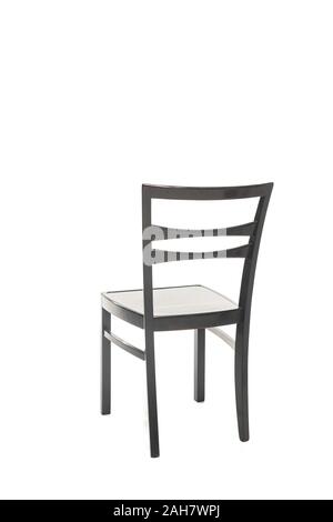 Tabouret en bois noir confortable isolated on white Banque D'Images