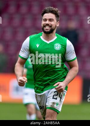 Parc de Murrayfield, Edinburgh, UK. Dec 26, 2019. Scottish Premiership Football, coeur de Midlothian contre Hibernian FC ; Darren McGregor de Hibernian célèbre à plein temps - usage éditorial : Action Crédit Plus Sport/Alamy Live News Banque D'Images