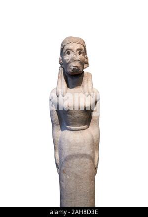 Pentelic en grec ancien statue archaïque d'une femme, trouvée dans Pyoan Sanctuaire Apollo, Béotie, fin 7e 100 BC, Um National d'Archéologie d'Athènes Banque D'Images