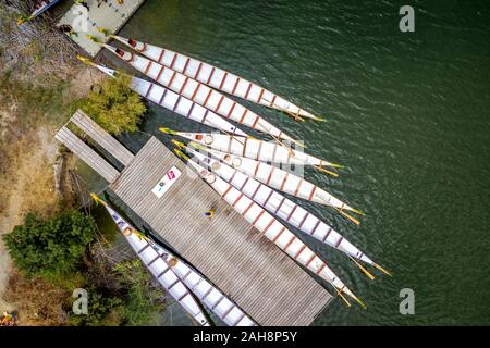 Vue aérienne de dragonboat en bois vide Banque D'Images