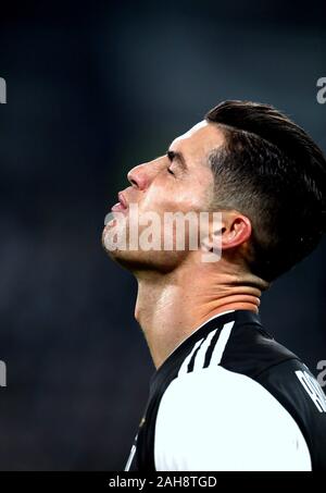 Turin, ITALIE - 10 novembre 2019: Cristiano Ronaldo réagit au Serie A 2019/2020 JUVENTUS / MILAN au stade Allianz. Banque D'Images
