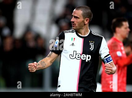 Turin, ITALIE - 10 novembre 2019: Leonardo Bonucci célèbre au Serie A 2019/2020 JUVENTUS / MILAN au stade Allianz. Banque D'Images