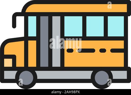 American school bus, de l'éducation télévision transport l'icône de la ligne de couleur. Illustration de Vecteur