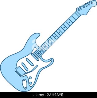 L'icône de la guitare électrique. Fine ligne de remplissage bleu avec Design. Vector Illustration. Illustration de Vecteur