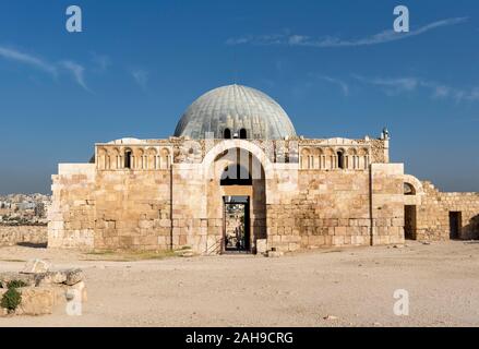 Mosquée des Omeyyades et le palais, La Citadelle d'Amman, Amman, Jordanie Banque D'Images