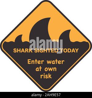 L'icône du signal de danger avec un requin Fin. Illustration de Vecteur