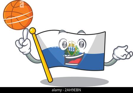 Une icône de drapeau saint-marin Sélectionnez personnage jouant au basket-ball Illustration de Vecteur