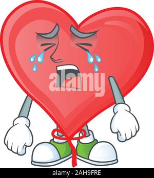 Triste geste pleurer love balloon rouge style de caractère de dessin animé Illustration de Vecteur