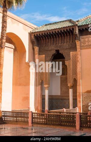 Chambre funéraire de Lalla Messaouda, tombeaux Saadiens à Marrakech, Maroc Banque D'Images