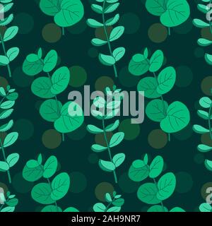 De l'Eucalyptus. Vector hand drawn vintage seamless pattern. Ornement de jardin botanique. Floral background. Illustration de Vecteur