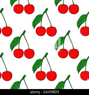 Les cerises. Modèle sans couture Illustration de Vecteur