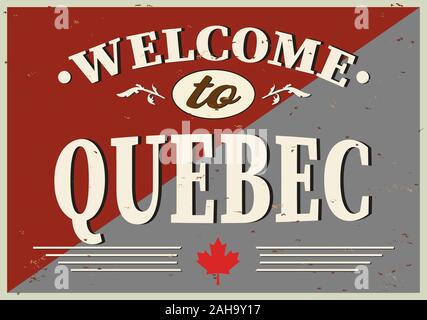 Bienvenue au Québec Canada. Vector modern style calligraphie. Illustration de Vecteur