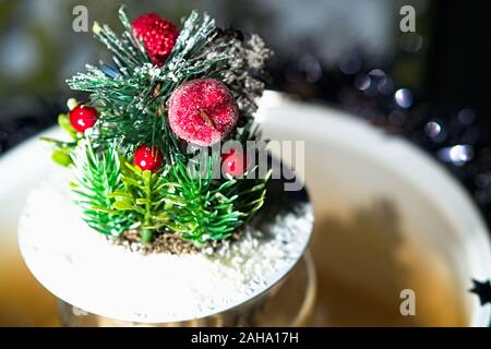 Bonne année de bonsai artificiel christmas background Banque D'Images