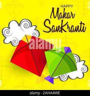 Illustration vectorielle d'un contexte pour le Festival indien Happy Makar Sankranti. Banque D'Images