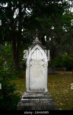 Caroline Padelford,Grave,Cimetière,tombes pierres tombales des cimetières,tombstone,historique,site,savannah,Géorgie,USA,RM USA Banque D'Images