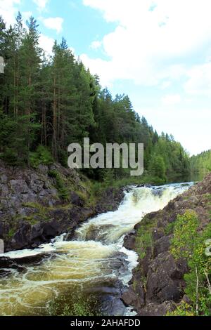 Kivatch falls State Nature Reserve rivière Cascade à Suna, République de Carélie, en Russie sur la nature du paysage forestier d'été du nord de l'arrière-plan. L'un Banque D'Images