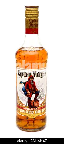Captain Morgan bouteille de rhum épicé original gold Banque D'Images