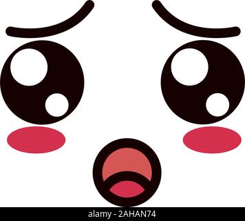 Kawaii cute expression yeux visage et bouche peur vector illustration Illustration de Vecteur