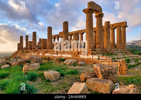 Temple de Junon (Tempio di Giunone) Hera. Valle dei Templi (Vallée des Temples). Agrigento Sicile Italie Banque D'Images