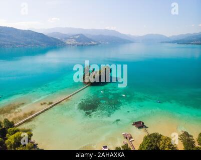 L'île privée château Schloss (Litzlberg Litzlberg) sur le lac Attersee (dossier) en Autriche Banque D'Images