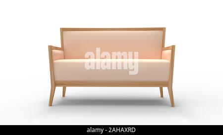 Le rendu 3D d'un canapé isolé dans un contexte de studio blanc Banque D'Images