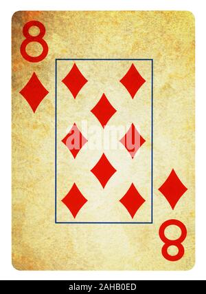 Huit de carreau Vintage playing card - isolated on white (chemin inclus) Banque D'Images