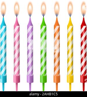Bougies d'anniversaire isolés colorés Illustration de Vecteur