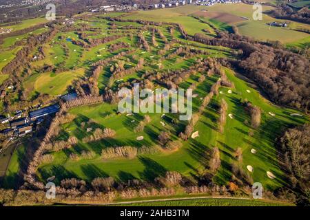 Photo aérienne, golf club Hösel,bunker, buissons, verts, golfeur, Heiligenhaus, Ruhr, Rhénanie du Nord-Westphalie, Allemagne, DE, l'Europe, les oiseaux-lunettes de vue, un Banque D'Images