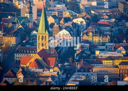 Vue aérienne, vue de l'est à l'église St. Paul Hamm, Église de Luther, Luther trimestre, centre-ville de Hamm, Marteau centre-ville, centre avec Luther Banque D'Images