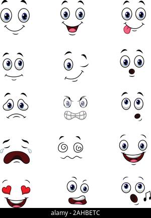 Les expressions des visages Cartoon collection Illustration de Vecteur