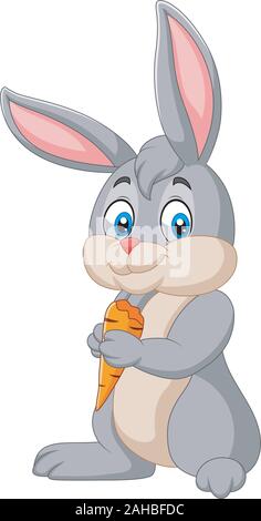 Lapin Cartoon tenant une carotte Illustration de Vecteur