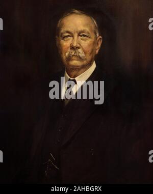 Arthur Conan Doyle (1859-1930). Médico y Escritor británico, creador del de ficción détective Sherlock Holmes. Retrato realizado por Henry L. Gates, activo entre 1927 y 1941. Oleo sobre lienzo, 1927.. National Portrait Gallery. Londres. Inglaterra. Banque D'Images