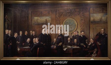 Oficiales de la Marina Británica de la Primera Guerra Mundial. Obra realizada por el artista Arthur Stockdale Cope (1857-1940). Oleo sobre tela, 1921. National Portrait Gallery. Londres. Inglaterra. Banque D'Images