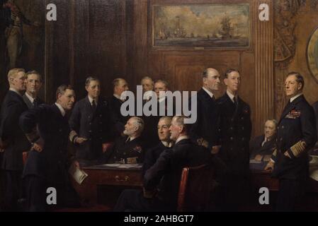 Oficiales de la Marina Británica de la Primera Guerra Mundial. Obra realizada por el artista Arthur Stockdale Cope (1857-1940). Detalle. Oleo sobre tela, 1921. National Portrait Gallery. Londres. Inglaterra. Banque D'Images