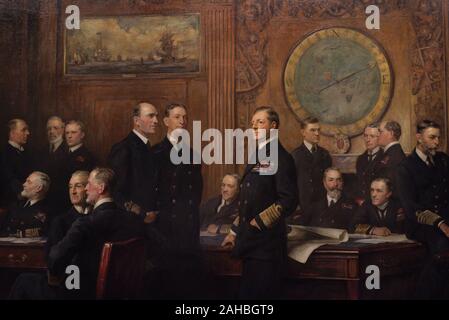 Oficiales de la Marina Británica de la Primera Guerra Mundial. Obra realizada por el artista Arthur Stockdale Cope (1857-1940). Detalle. Oleo sobre tela, 1921. National Portrait Gallery. Londres. Inglaterra. Banque D'Images