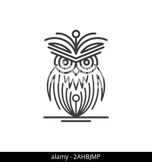 Owl accrocheur d'art de la ligne de l'académie enseignant design logo vector illustration de haute qualité. L'art de la ligne logo design Illustration de Vecteur