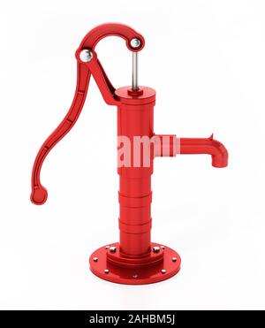 Pompe à eau Vintage isolé sur fond blanc. 3D illustration. Banque D'Images