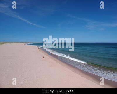 18 août 2018 : vue aérienne de la plage de la Grande Échouerie (Old Harry), Îles de la Madeleine (Îles-de-la-Madeleine), Québec, Canada Banque D'Images