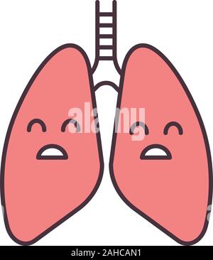 Les poumons humains triste icône de couleur. Les maladies respiratoires, des problèmes. Système pulmonaire malsaine. Vector illustration isolé Illustration de Vecteur