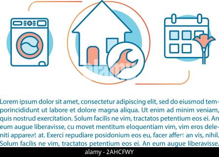 Service de nettoyage de maison concept illustration linéaire. Les tâches ménagères. Les tâches d'entretien ménager. Travaux ménagers. L'article, brochure, magazine page. L'icône de la ligne mince Illustration de Vecteur