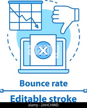 La diminution de taux de rebond de l'icône de concept. SMM statistiques, métriques. Faible taux de croissance de l'auditoire. L'idée de conversion de ventes ligne fine illustration. Vector isolated Illustration de Vecteur