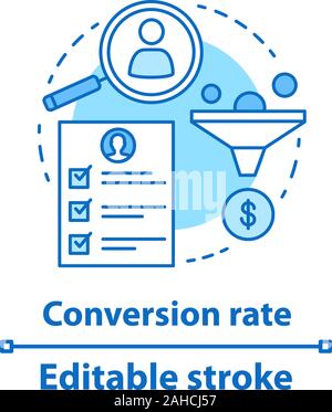 Taux de conversion de l'icône de concept. CR. Entonnoir de ventes idée fine ligne illustration. La commercialisation. Le trafic de site web. La génération de fil. Vector isolated contours drawi Illustration de Vecteur