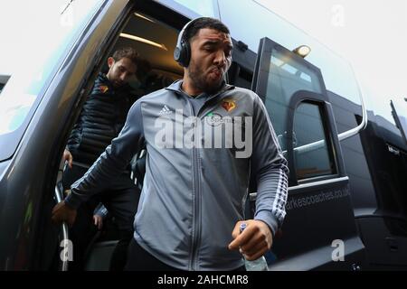 Watford, Royaume-Uni. 28 Dec, 2019. Troy Deeney du Watford arrivant pour le premier match de championnat entre Watford et Aston Villa à Vicarage Road, Watford le samedi 28 décembre 2019. (Crédit : Leila Coker | MI News) photographie peut uniquement être utilisé pour les journaux et/ou magazines fins éditoriales, licence requise pour l'usage commercial Crédit : MI News & Sport /Alamy Live News Banque D'Images