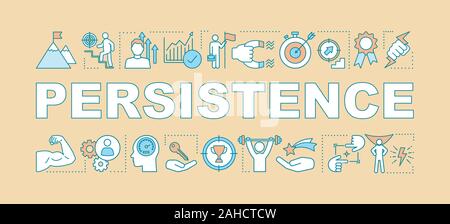 Persistance des concepts mot bannière. La réalisation de but. L'amélioration des compétences et la croissance personnelle. Détermination. Les réalisations. Lettrage typographie w isolés Illustration de Vecteur